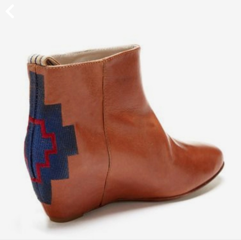 Anthropologie Candela Embroidered Leather Booties